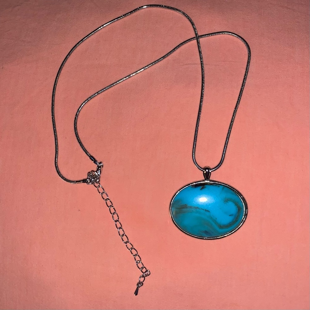 Handmade Faux Turquoise Stone Necklace.